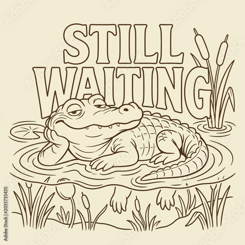 Fotografie Crocodile Waiting in the Water Calmly.