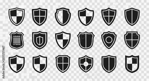 Shield Icons Set: Security, Protection, Emblems, Badges