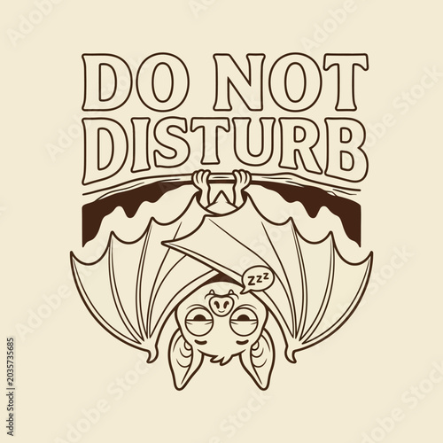 Sleeping Bat Hanging Upside Down.