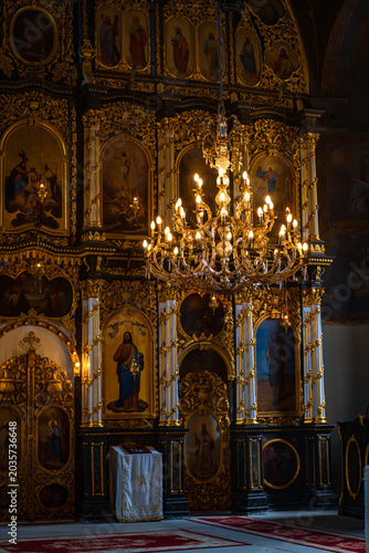 Interior details of the Orthodox church in Sabac, Serbia