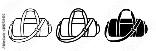 Fényképezés Duffel Bag Icons: Three Vector Styles, Gym Travel Luggage, Sports Gear Carrier