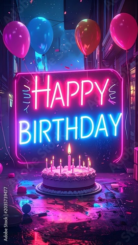 Happy Birthday Celebration with Cake.