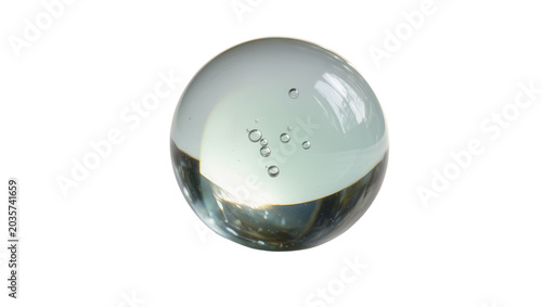 Tableau sur toile Isolated transparent glass sphere or crystal ball with internal air bubbles and