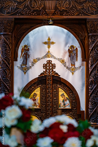 Interior details of the Orthodox church in Kaona, Serbia