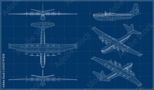 Slika na platnu Princess flying boat blueprint