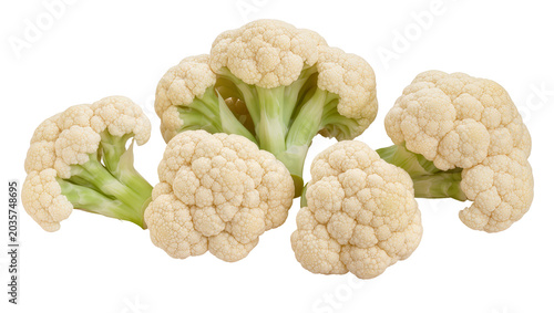 Foto Isolated fresh, crisp, organic raw cauliflower florets, healthy diet vegetable f