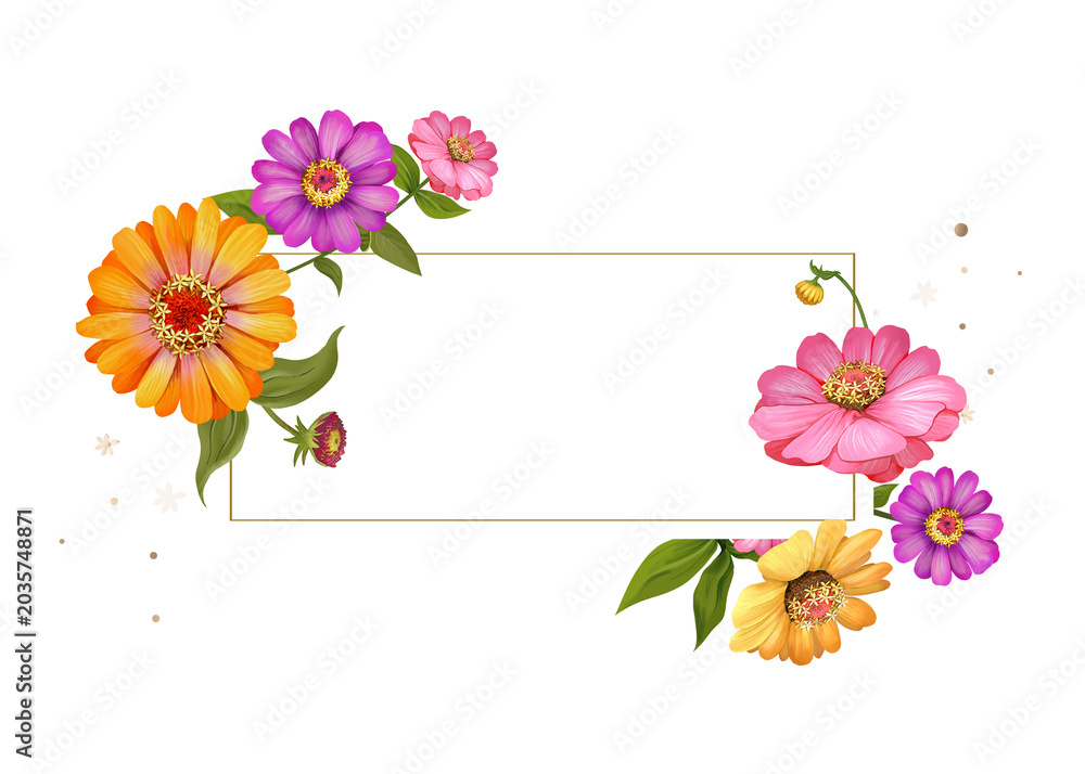 Obraz premium Colorful flowers png frame, transparent background