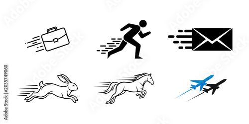 Fotografi Quick icons for fast delivery rapid transit and speedy services