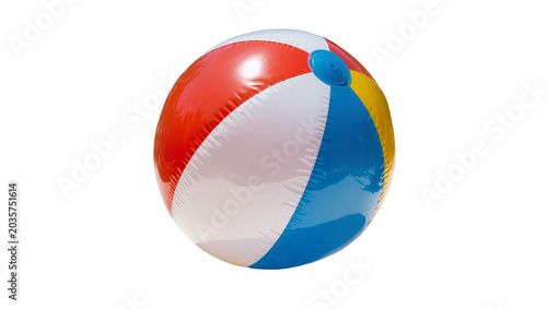Bild auf Leinwand Isolated colorful striped inflatable beach ball for summer vacation fun and outd