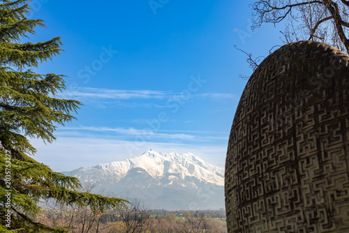 Beautiful panoramic view of the Cuneo Alps. Cuneo, Piedmont region, Italy