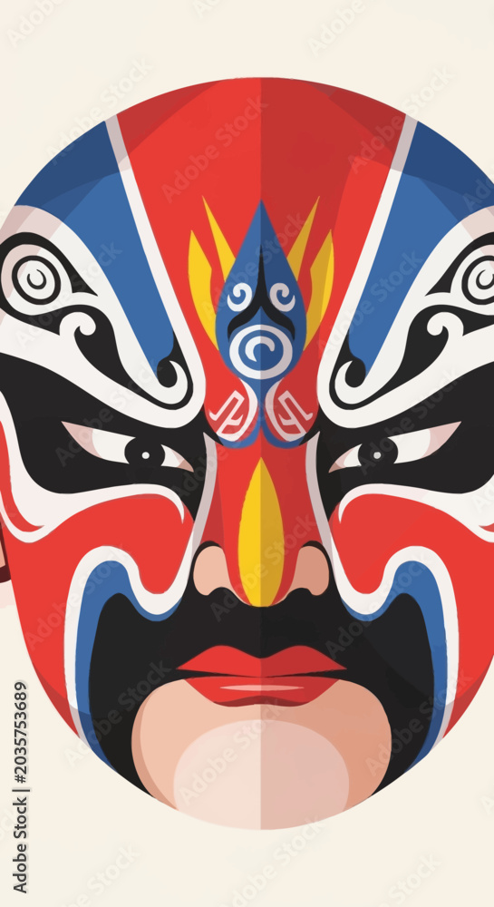 Obraz premium Chinese Opera Mask Face, Traditional Art, Dramatic Culture