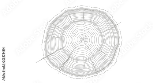 Tree ring cross-section, aged wood, natural growth pattern