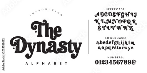 Foto The Dynasty Alphabet Decorative Vintage Swirl Display Font Vector for Royal Luxu