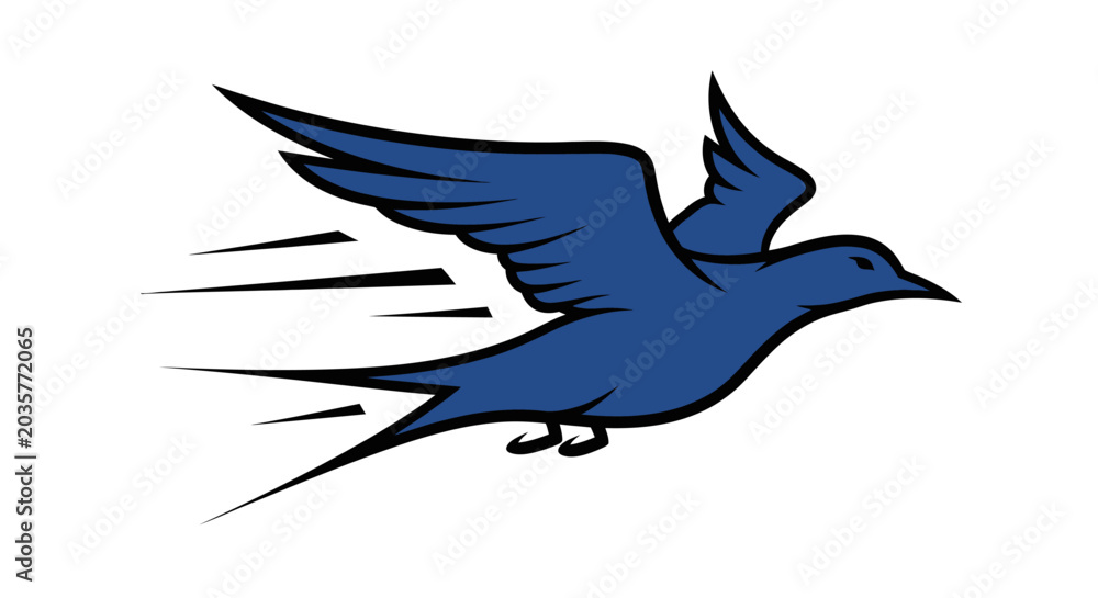 Obraz premium Blue Bird Flying Fast Motion Graphic.