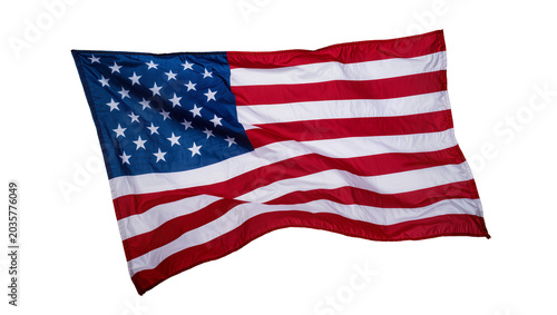 Isolated United States of America flag waving on a clean backdrop, symbol of freedom and democracy