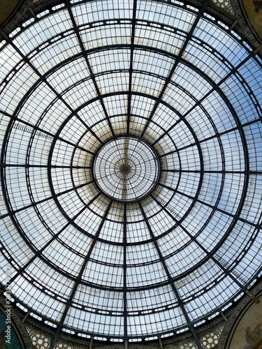 Dome of Galleria Vittorio Emanuele II, Milan, Italy seen from the inside at daylight
