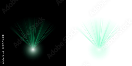 Abstract Green Light Projection and Radar Sensor Field Visualization for Futuristic Technology Concepts