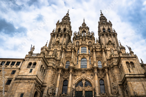 Tableau sur toile Facade of Santiago de Compostela Cathedral in Galicia, Spain