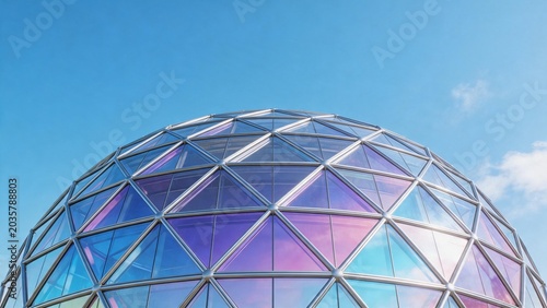 Geodesic dome with colorful glass panels