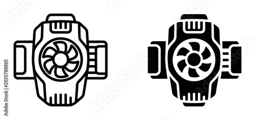 Fotografija Computer Fan Cooler Icons, Cooling System Vector Graphics, Technology Components