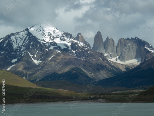 Patagonia mountains with a river