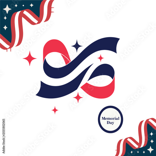 Modern Memorial Day Abstract Vector Poster in Patriotic Colors