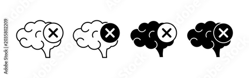 Brain Delete Removal Icon for Memory Clearing Information Reset and Cognitive Management