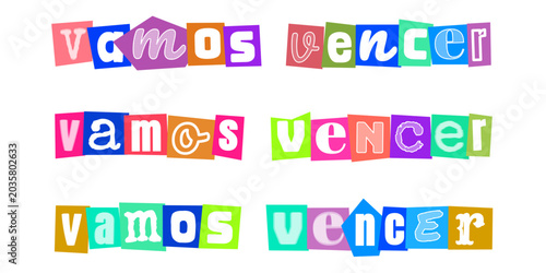 Photos Vamos vencer texto estilo colagem carta de resgate motivacional para design graf