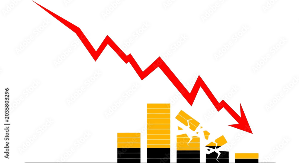 Obraz premium Financial Crisis and Economic Downturn Graph.