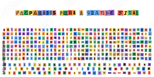 Fotografie PREPARADOS PARA A GRANDE FINAL, alfabeto estilo carta de resgate com letras reco
