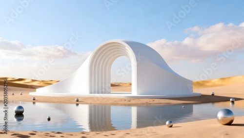 Modern white structure in desert