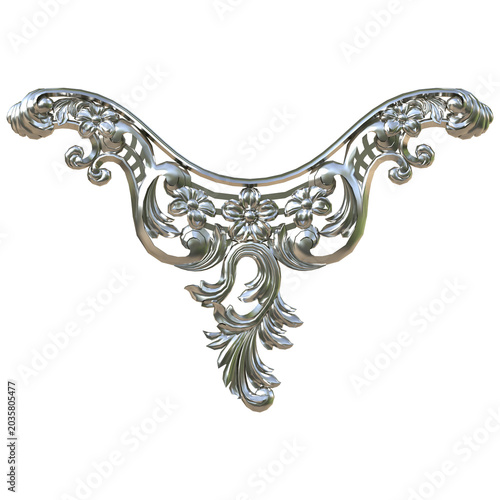 Elegant silver ornament curves gracefully upward