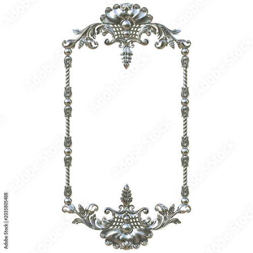 Ornate Silver Baroque Decorative Frame with Floral Scrollwork