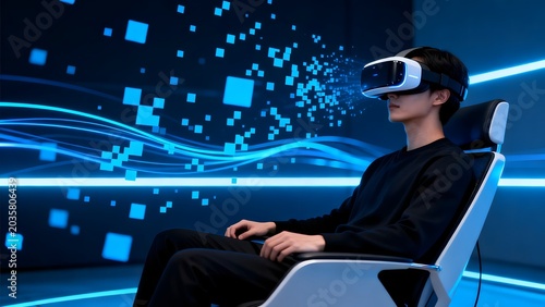 Person using virtual reality headset