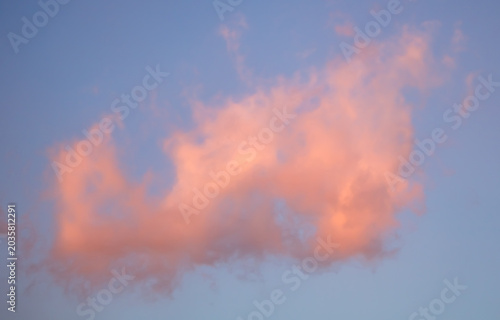 Soft pink and lilac cloud at California sunset