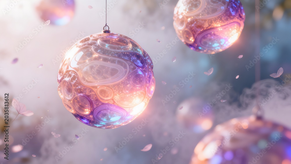 Naklejka premium Glowing decorative spheres in air