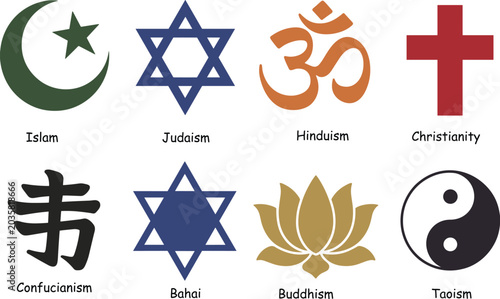 Quadro su tela Religious symbols and their names religion islam