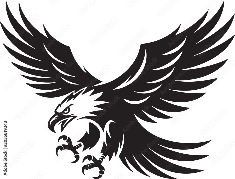 Fototapeta premium eagle tribal style vector mark with sharp lines and bold contrast