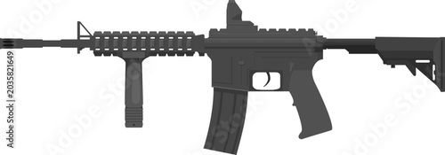 Schilderij op canvas Cartoon Assault Rifle Gray colored