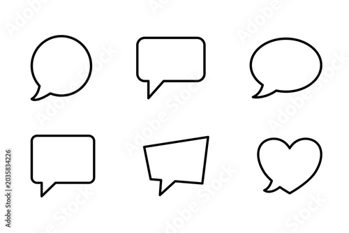 Set of Comic Speech Bubbles for Chat Communication and Dialogue Design