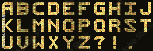 Gold LED Dot Matrix Alphabet Set for Digital Signage and Retro Disco Typography Design Projects