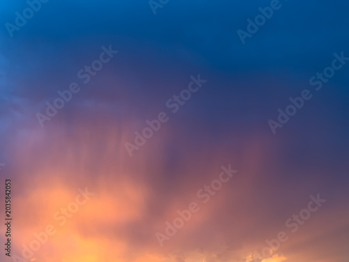Foto Colourful red and blue sky after a storm