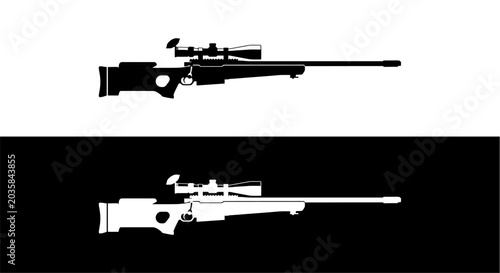 Bild auf Leinwand Silhouette of sniper rifle illustrations.
