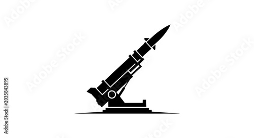Tableau sur toile Black silhouette of a missile launcher.