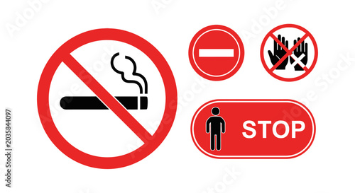 Canvastavla No smoking and stop signs collection.