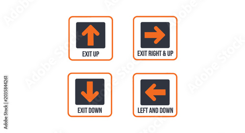 Directional exit signs with arrows.