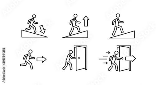 stick figure icons of people running.