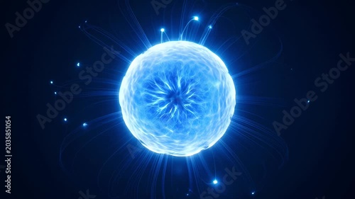 Abstract Blue Energy Orb, Glowing Plasma Sphere, Futuristic Science Concept