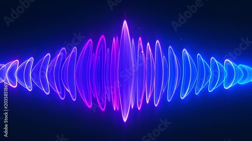 Abstract Sound Waveform, Neon Audio Spectrum, Digital Music Pulse, Vibrant Blue and Purple Energy