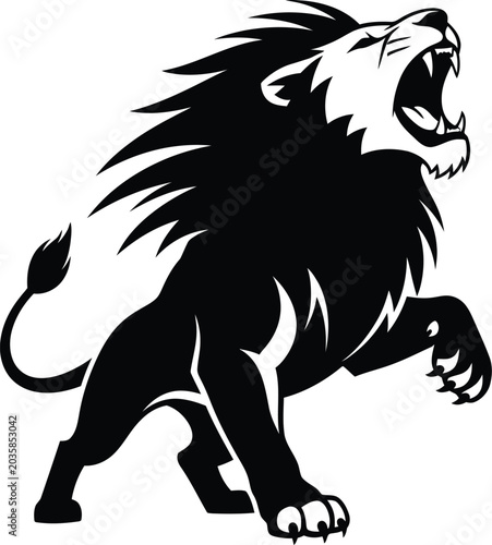 Black Lion Roaring Animal Silhouette Graphic.